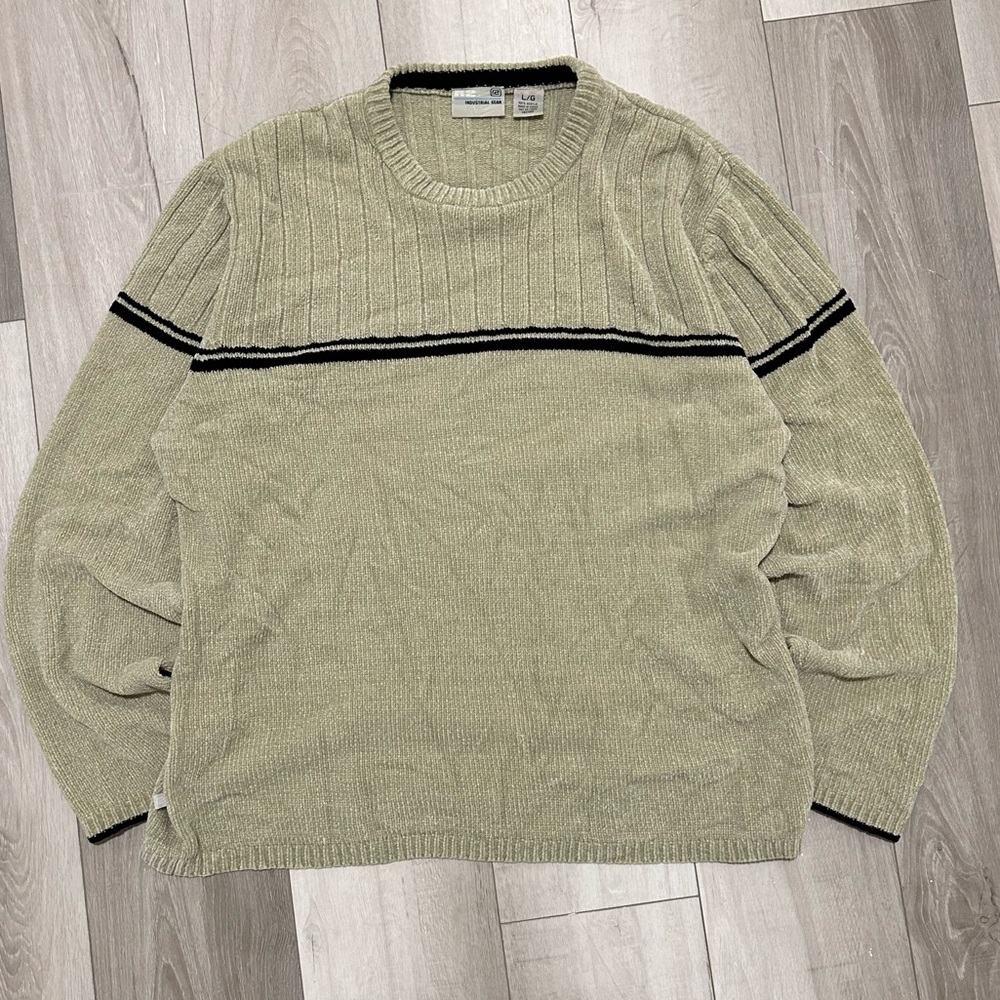 Y2K Beige/Black Minimalistic Stripped Crewneck